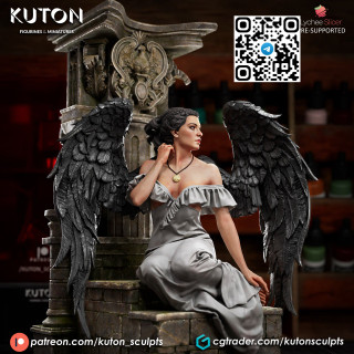 فیگور رزینی راونیل - مجسمه فرشته بال سیاه کوتون
