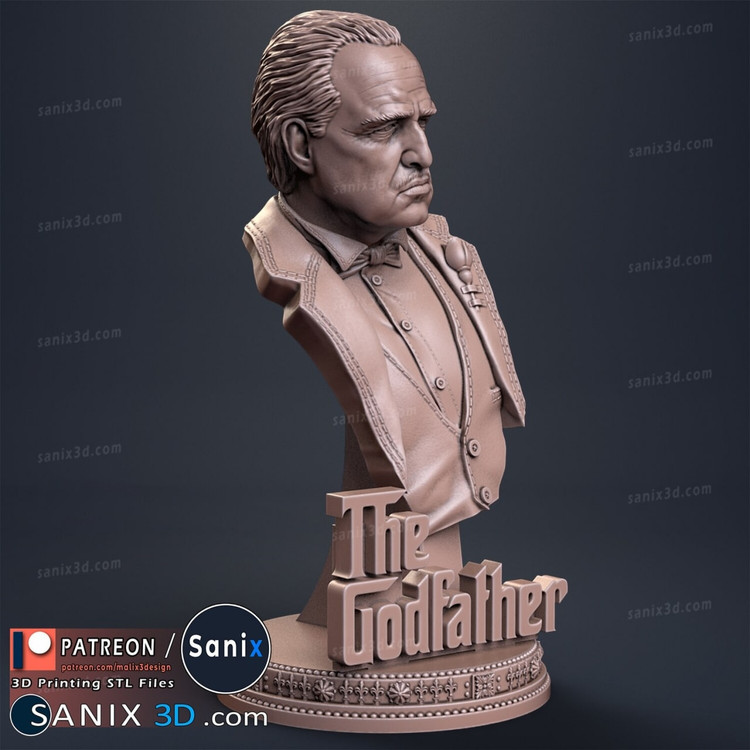 مجسمه پدر خوانده مارلون براندو نیم تنه تم3 فیگور رزینی شاهکار پیکسل3دی دال