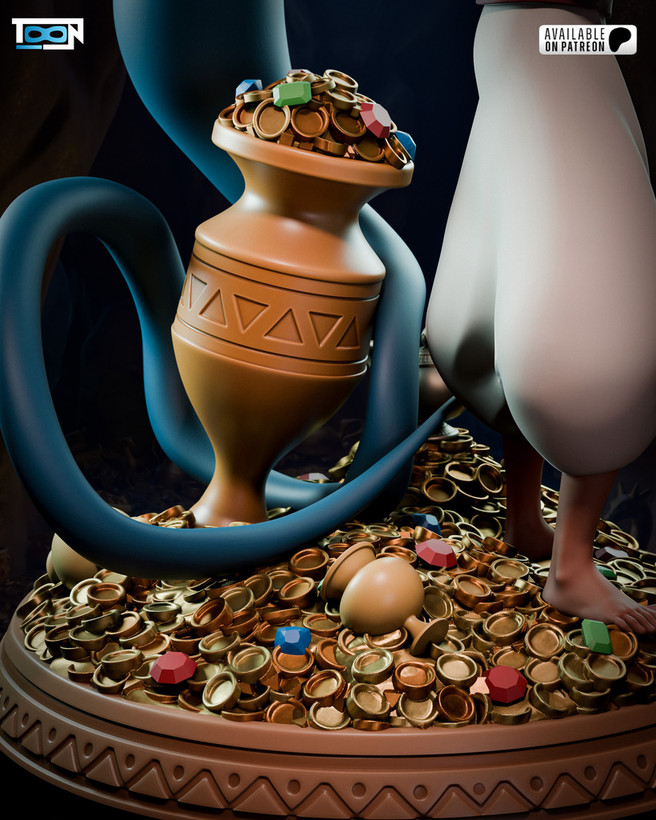 مجسمه الائدین و جن چراغ فیگور رزینی شاهکار دال دال